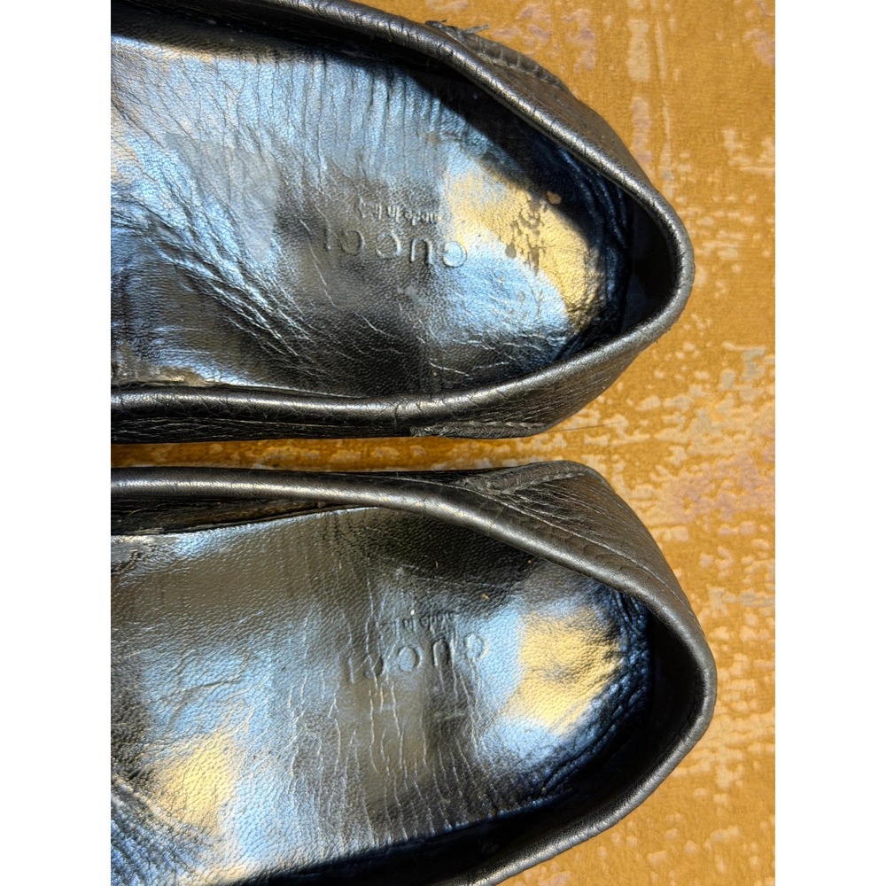 Gucci Horsebit Bamboo Loafers Black Pebbled Leather Driving Shoes 155162 37.5 G - Picture 2 of 8